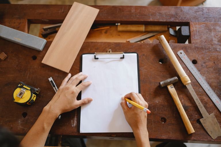 A plan being developed before the available tools are selected and the material is cut.